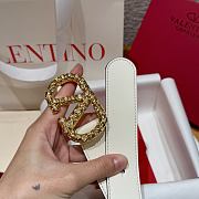 Kitlife Valentino Garavani VLogo Signature Belt In White Shiny Calfskin With Crystals 30mm - 2