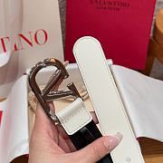 Kitlife Valentino Garavani VLogo Signature Belt In White Calfskin With Silver Multicolor Crystals 30mm - 3