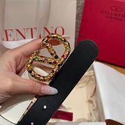 Kitlife Valentino Garavani VLogo Signature Belt In White Calfskin With Gold Multicolor Crystals 30mm - 6