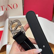 Kitlife Valentino Garavani VLogo Signature Belt In Black Calfskin With Silver Multicolor Crystals 30mm - 6