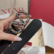 Kitlife Valentino Garavani VLogo Signature Belt In Black Calfskin With Silver Multicolor Crystals 30mm - 2
