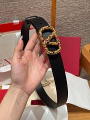 Kitlife Valentino Garavani VLogo Signature Belt In Black Calfskin With Gold Multicolor Crystals 30mm - 6