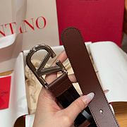 Kitlife Valentino Garavani VLogo Signature Belt In Brown Calfskin With Silver Multicolor Crystals 30mm - 6