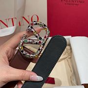 Kitlife Valentino Garavani VLogo Signature Belt In Brown Calfskin With Silver Multicolor Crystals 30mm - 3