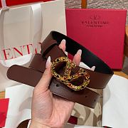 Kitlife Valentino Garavani VLogo Signature Belt In Brown Calfskin With Gold Multicolor Crystals 30mm - 1