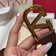 Kitlife Valentino Garavani VLogo Signature Belt In Brown Calfskin With Gold Multicolor Crystals 30mm - 6