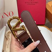 Kitlife Valentino Garavani VLogo Signature Belt In Brown Calfskin With Gold Multicolor Crystals 30mm - 4