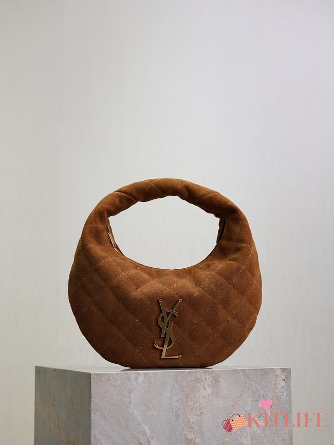 Kitlife Saint Laurent Icarino In Brown Quilted Suede Bag 851689 17x13cmx3cm - 1