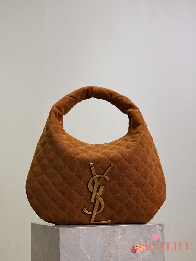 Kitlife Saint Laurent Icarino In Brown Quilted Suede Bag 698652 42x30x4cm - 1