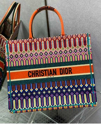 Kitlife Dior Striped Canvas Tote Bag Multicolor 42x18x35cm