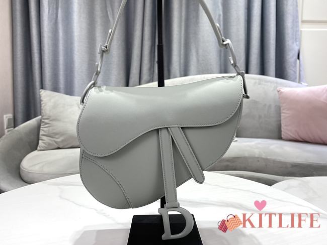 Kitlife Dior Saddle Bag with Strap Grey Ultramatte Calfskin M9001 25.5x20x6.5cm - 1