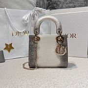 Kitlife Dior Mini Lady Ombre Lizard Bag White 17cm - 1