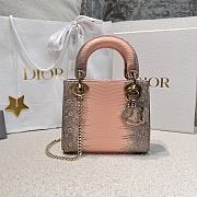 Kitlife Dior Mini Lady Ombre Lizard Bag Pink 17cm - 1