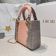 Kitlife Dior Mini Lady Ombre Lizard Bag Pink 17cm - 2