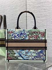 Kitlife Dior Souvenir Medium White & Green Natural Raffia And Multicolor Book Tote 36x18x28cm - 6