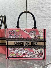Kitlife Dior Souvenir Medium Pink Natural Raffia And Multicolor Book Tote 36x18x28cm - 1