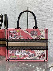 Kitlife Dior Souvenir Medium Pink Natural Raffia And Multicolor Book Tote 36x18x28cm - 6