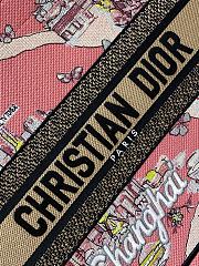 Kitlife Dior Souvenir Medium Pink Natural Raffia And Multicolor Book Tote 36x18x28cm - 5