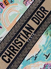 Kitlife Dior Souvenir Medium Green Natural Raffia And Multicolor Book Tote 36x18x28cm - 4