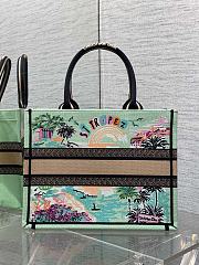 Kitlife Dior Souvenir Medium Green Natural Raffia And Multicolor Book Tote 36x18x28cm - 3