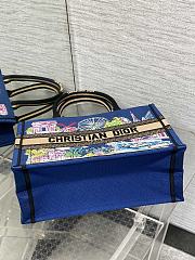Kitlife Dior Souvenir Medium Dark Blue Natural Raffia And Multicolor Book Tote 36x18x28cm - 5