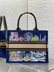 Kitlife Dior Souvenir Medium Dark Blue Natural Raffia And Multicolor Book Tote 36x18x28cm - 3