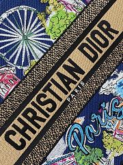 Kitlife Dior Souvenir Medium Dark Blue Natural Raffia And Multicolor Book Tote 36x18x28cm - 4