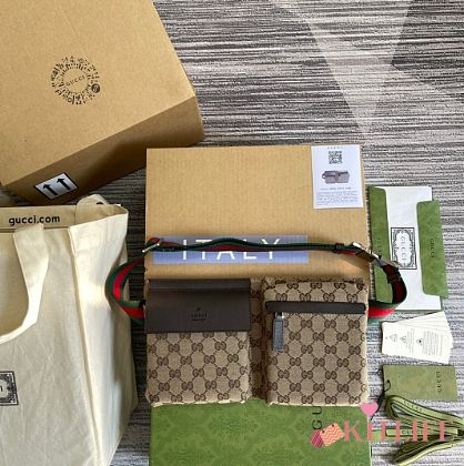 Kitlife Gucci Waist Bag GG Canvas Brown Beige 28566 29x16.5x2.5cm - 1