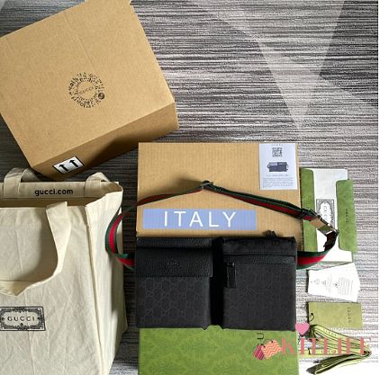 Kitlife Gucci Waist Bag GG Canvas Black 28566 29x16.5x2.5cm - 1