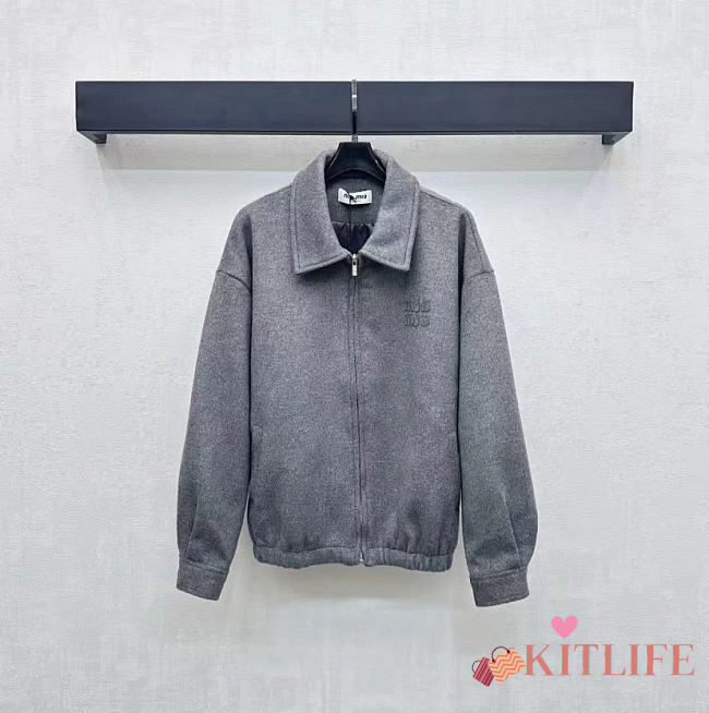 Kitlife Miu Miu Double Cashmere Blouson Jacket Grey - 1
