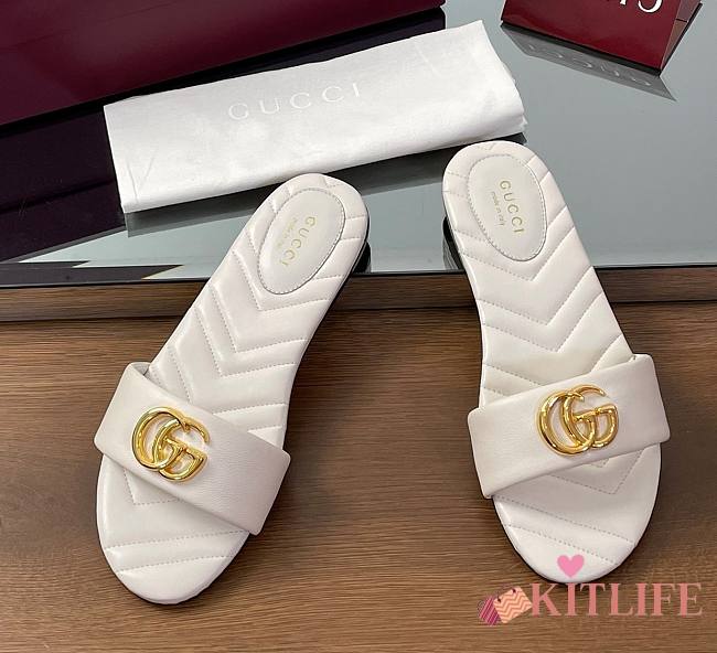 Kitlife Gucci GG Matelassé Slides White - 1