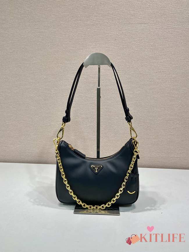Kitlife Prada Re-Edition Black Leather Mini Bag 1BC204 18x22x6cm - 1