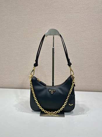 Kitlife Prada Re-Edition Black Leather Mini Bag 1BC204 18x22x6cm