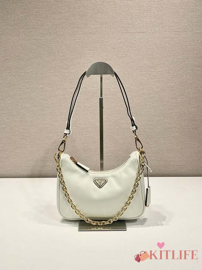 Kitlife Prada Re-Edition White Leather Mini Bag 1BC204 18x22x6cm - 1