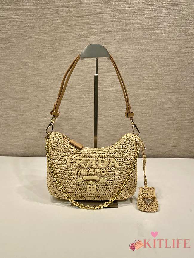 Kitlife Prada Re-edition Natual Crochet Mini Bag 1BC204 18x22x6cm - 1
