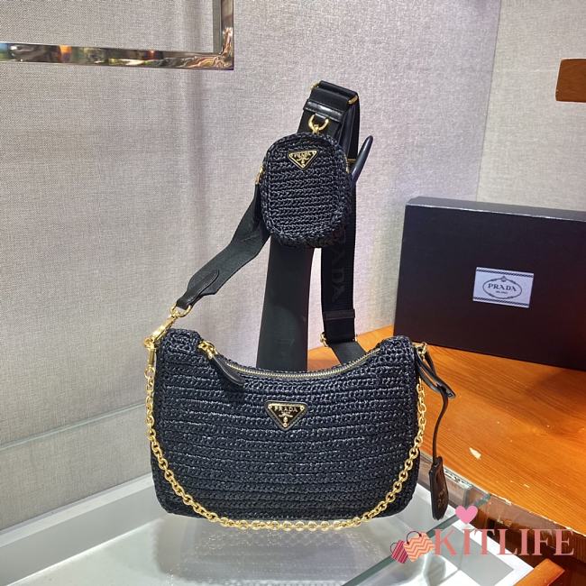 Kitlife Prada Re-Edition 2005 Crochet Bag Black 1BH204 18x22x6cm - 1