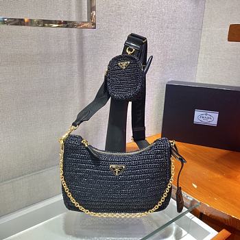 Kitlife Prada Re-Edition 2005 Crochet Bag Black 1BH204 18x22x6cm