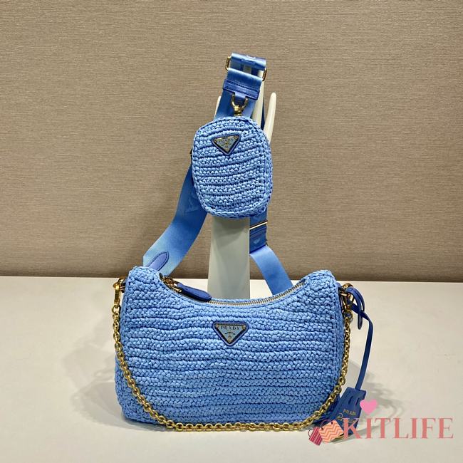 Kitlife Prada Re-Edition 2005 Crochet Bag Blue 1BH204 18x22x6cm - 1