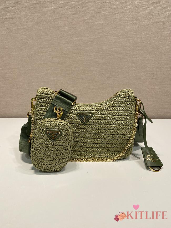 Kitlife Prada Re-Edition 2005 Crochet Bag Green 1BH204 18x22x6cm - 1