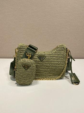 Kitlife Prada Re-Edition 2005 Crochet Bag Green 1BH204 18x22x6cm