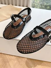 Kitlife Alaia 25SS Flat Black Patent Leather Mesh Ballet Shoes - 3