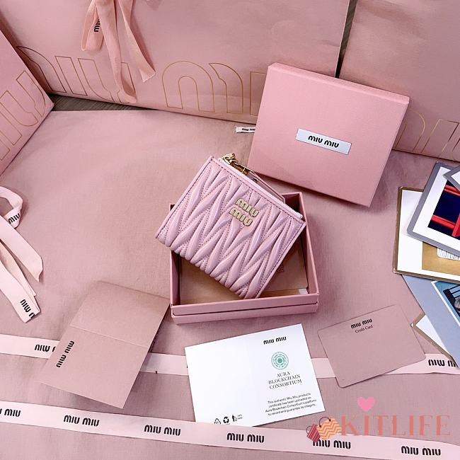 Kitlife Miu Miu Two-fold Small Wallet Light Pink 11.5x8cm - 1