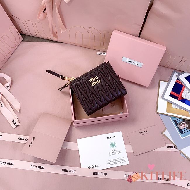 Kitlife Miu Miu Two-fold Small Wallet Dark Brown 11.5x8cm  - 1