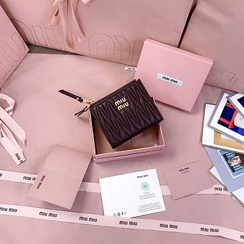 Kitlife Miu Miu Two-fold Small Wallet Dark Brown 11.5x8cm 