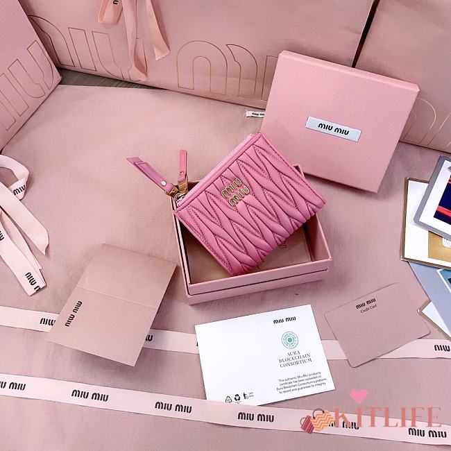 Kitlife Miu Miu Two-fold Small Wallet Pink 11.5x8cm - 1