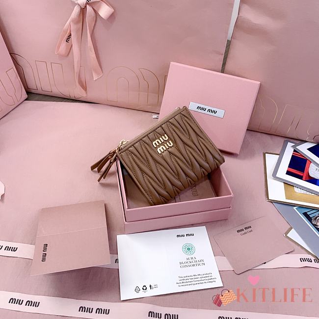 Kitlife Miu Miu Two-fold Small Wallet Brown 11.5x8cm - 1