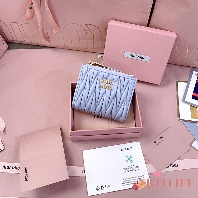 Kitlife Miu Miu Two-fold Small Wallet Blue 11.5x8cm - 1