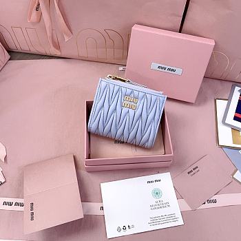 Kitlife Miu Miu Two-fold Small Wallet Blue 11.5x8cm