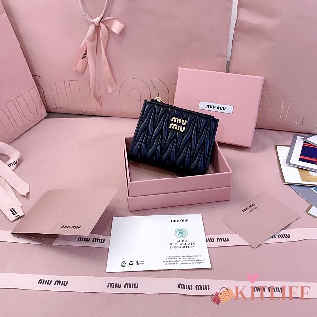 Kitlife Miu Miu Two-fold Small Wallet Black 11.5x8cm - 1