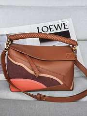 Kitlife Loewe Brown Leather Patchwork Puzzle Bag 24x10x14cm - 1
